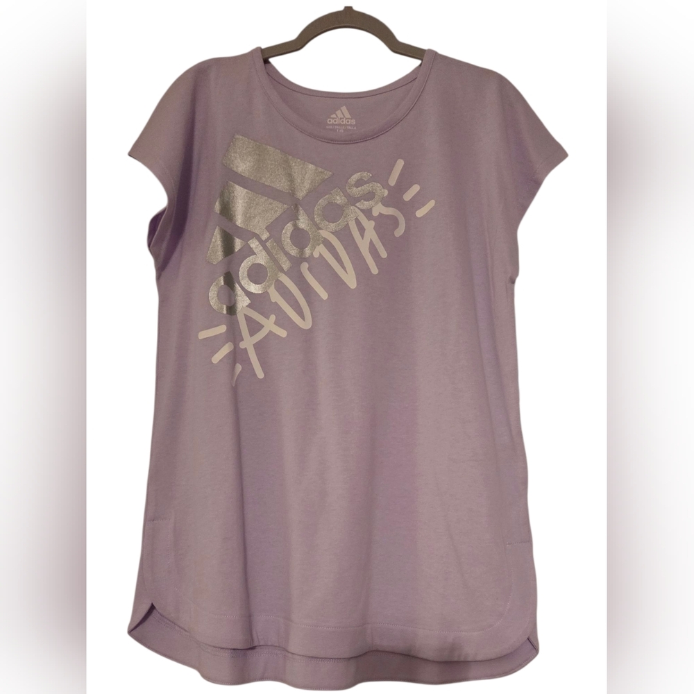 Adidas Girls Lavender Crew Neck Tee Size 14
